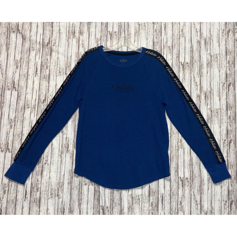 Hollister Blue Thermal Long Sleeve Shirt Mens Medium Graphic Logo California